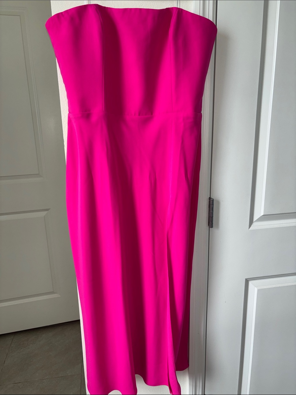 Amanda Uprichard Strapless Hot Pink Midi Dress